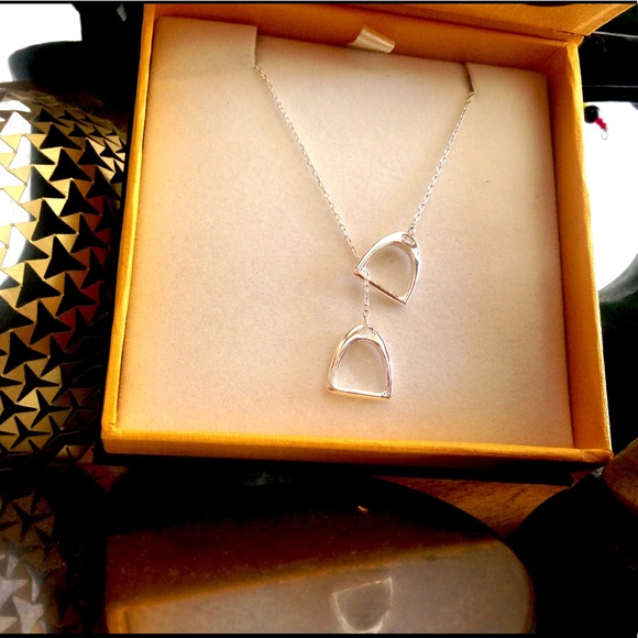 Navika Jewelry - Sterling silver adjustable double stirrup necklace